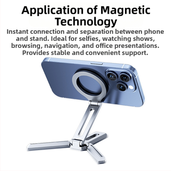 Suport de masă pentru telefon cu MagSafe, trepied metalic din aliaj, portabil și design universal