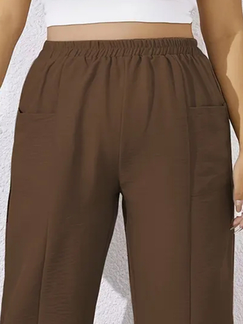 Дамски панталони с висока талия, свободна кройка, прав силует, полиестер 95%+