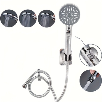 Φορητή κεφαλή ντους από ABS, 4 λειτουργίες ροής νερού, κυκλικός σχεδιασμός, εγκατάσταση με σπείρωμα