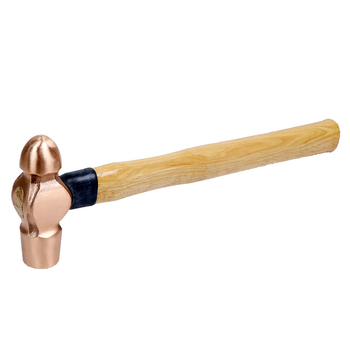 Apskritos galvos plaktukas su raudonos vario galvute ir medine rankena, atsparus sprogimams, grynoji masė 0,23–1,13 kg (1/2–2 1/2 lb)