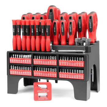 101 dalių magnetinis atsuktuvų rinkinys su plastiniu rėmu, įskaitant tikslumo atsuktuvus, bitus ir magnetizatorių