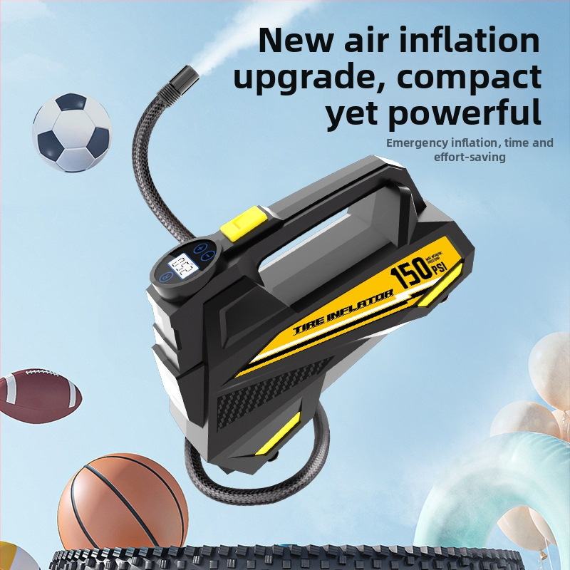 Автомобилен инфларатор за гуми с цифров дисплей и осветление — DC12V, 100W, 35 л/мин, 3 m кабел, еднокамерен цилиндър