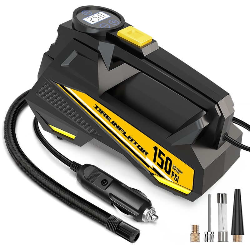 Automašīnas riepu piepumpētājs ar digitālo displeju un apgaismojumu — DC12V, 100W, 35 L/min, 3 m kabelis, viencilindru