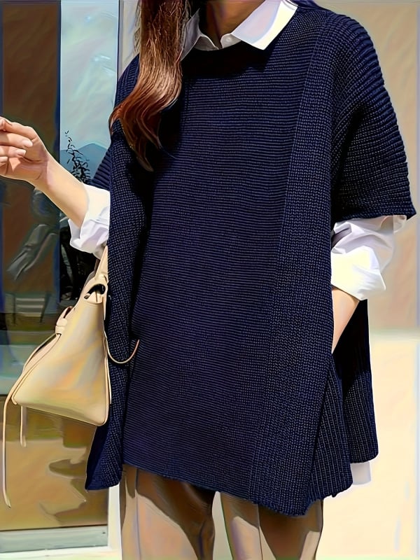 Szabad szabású poliészter felső, egyszínű, vastag anyag, középméret hossz, női, japán-koreai lazító stílus