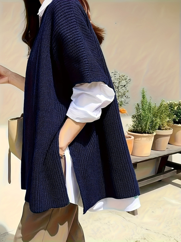 Szabad szabású poliészter felső, egyszínű, vastag anyag, középméret hossz, női, japán-koreai lazító stílus