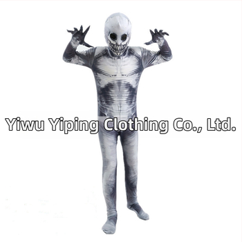 Детски костюм за Хелоуин със скелет за игра: цял бодик с маска, плат млечна коприна и полиестер 80%, клас на безопасност А, за деца 3–8 години