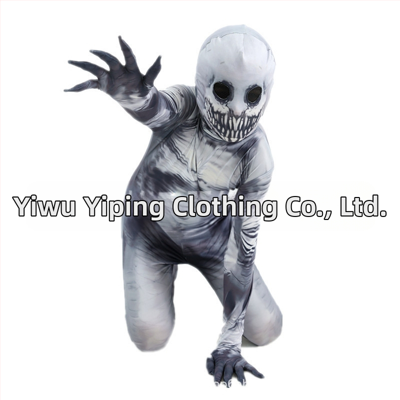 Детски костюм за Хелоуин със скелет за игра: цял бодик с маска, плат млечна коприна и полиестер 80%, клас на безопасност А, за деца 3–8 години