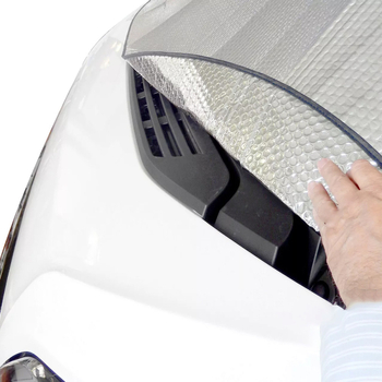 RV priekšējā stikla vāks Fiat Ducato kemperim – biezs pūslīšu alumīnija plēve, neilons ar PVC pārklājumu, svars 1,4 kg