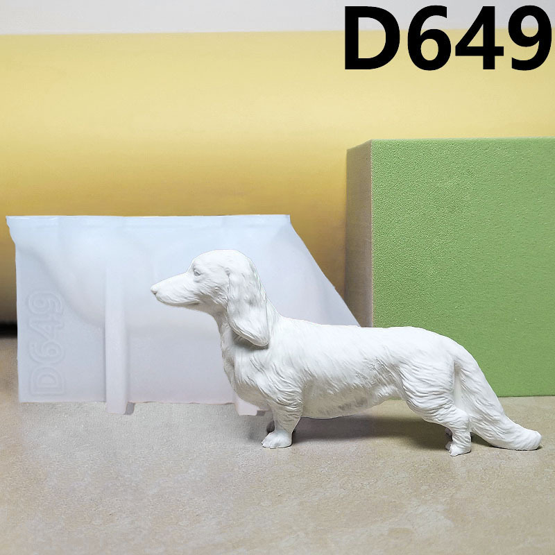 Dachshund szilikon forma gipszhez és cementhez – DIY gyertya dekoráció, szabálytalan alak, modell D649