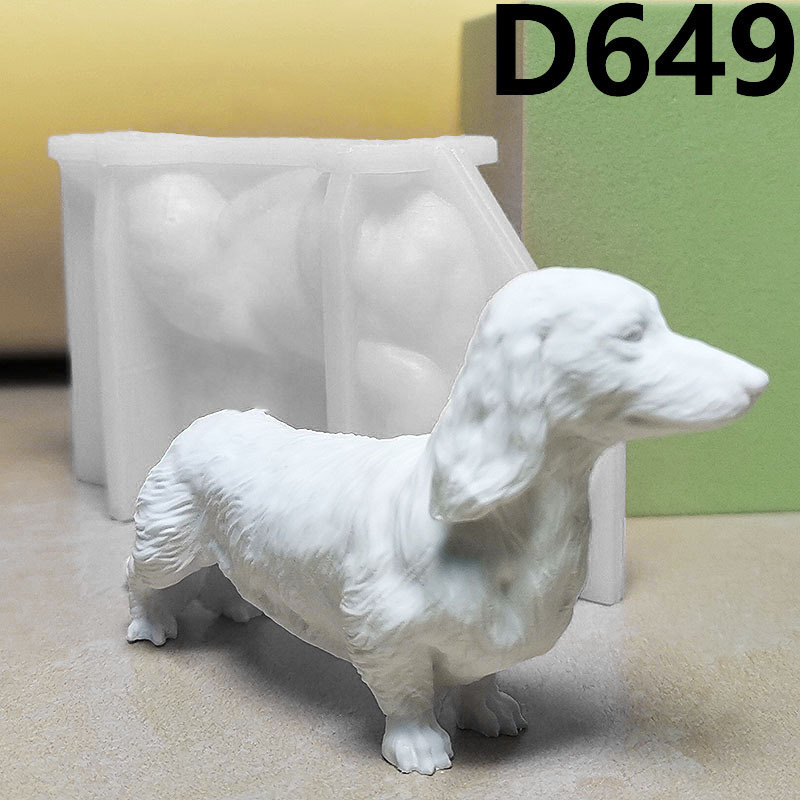Dachshund szilikon forma gipszhez és cementhez – DIY gyertya dekoráció, szabálytalan alak, modell D649