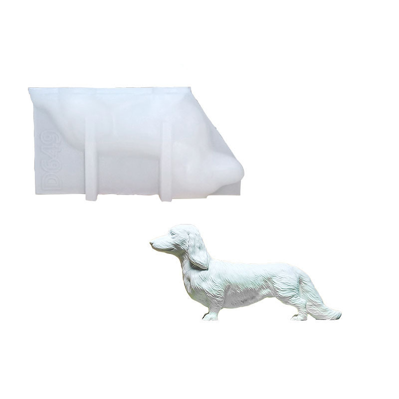 Dachshund szilikon forma gipszhez és cementhez – DIY gyertya dekoráció, szabálytalan alak, modell D649