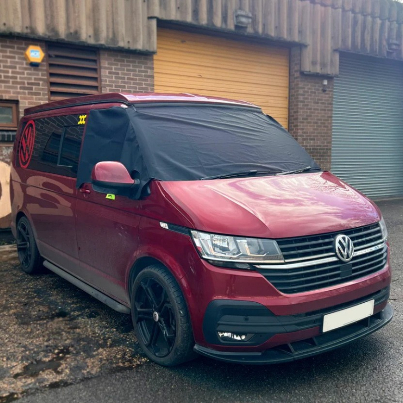 VW T6 RV покривало за предното стъкло, слънцезащитно, дебело Oxford платно, топлоизолация, водоустойчиво, с вградена инсталация