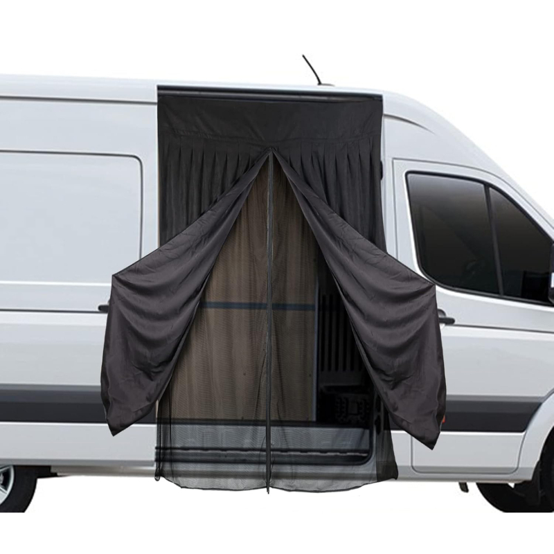 RV dviejų sluoksnių vabzdžių tinklas su saulės užtvara šoninei duriai ir galinei durei