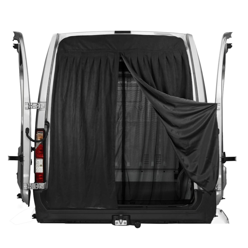 RV dviejų sluoksnių vabzdžių tinklas su saulės užtvara šoninei duriai ir galinei durei