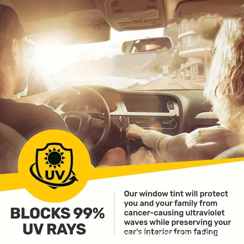 Automobilio priekinio stiklo saulės užsklaidos filmas su UV atsparumu ir vandeniui atsparumu (PC plėvelė, Blackout strip serija)