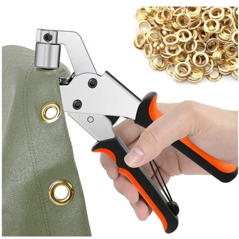 Χειροκίνητο σετ για οπές κουμπιών με σιδερένιο εργαλείο οπών — φορητό πενσά και μηχανή πρέσας οπών, κατάλληλο για δικτυώσεις, σκηνές, καπέλα, μπουφάν, τσάντες και κουρτίνες
