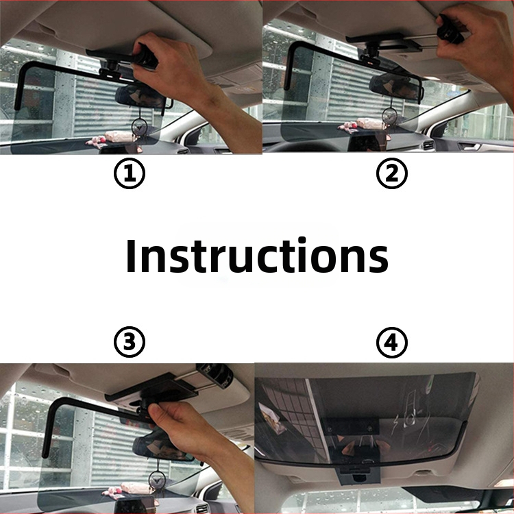 Автомобилен слънцезащитен визьор с 360° регулиране и антиотразително огледало, пластмаса, 180 г, орбитален монтаж, печат на лого и персонализация