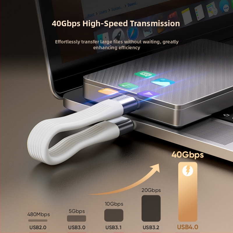 USB-C кабел PD240W с бързо зареждане, USB-C интерфейс, с един конектор, алуминиева сплав + TPE + FPC