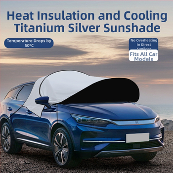 Umbra auto pentru parbrizul frontal – folie de aluminiu, montaj telescopic, acoperire pentru zona frontală; personalizare disponibilă și imprimare de logo