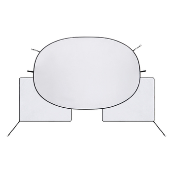 Umbra auto pentru parbrizul frontal – folie de aluminiu, montaj telescopic, acoperire pentru zona frontală; personalizare disponibilă și imprimare de logo