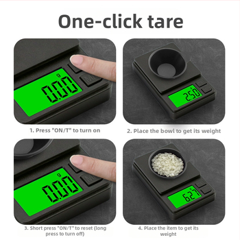 HT T2 Ζυγός Κοσμημάτων, ηλεκτρονική ζυγαριά τσέπης, χωρητικότητα 1000 g, τροφοδοσία με 2×AAA, δυνατότητα προσαρμογής