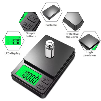 HT T2 Ζυγός Κοσμημάτων, ηλεκτρονική ζυγαριά τσέπης, χωρητικότητα 1000 g, τροφοδοσία με 2×AAA, δυνατότητα προσαρμογής