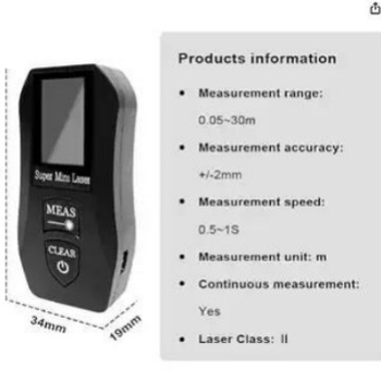 X30 lāzera distancometrs, 30 m mērījumu diapazons, precizitāte ±0,2 m, rokas infrasarkanais mērīšanas instruments