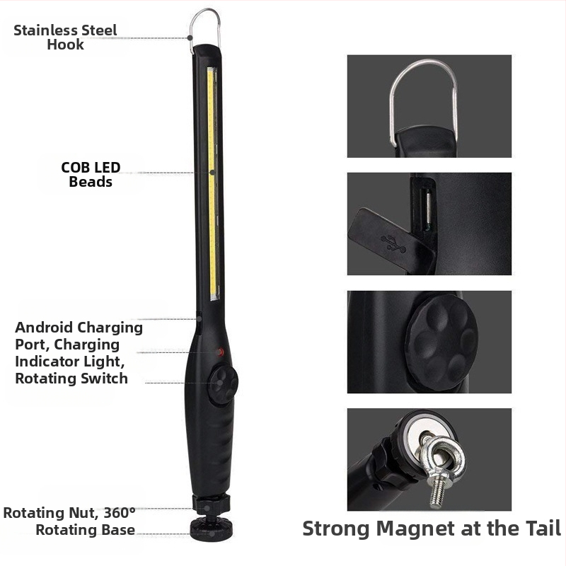 Prenosné pracovné svetlo s otočením o 360°, skladací dizajn, USB nabíjanie, COB LED.