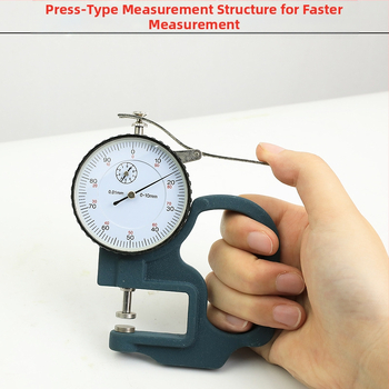 ETOPOO измервател за дебелина с резолюция 0,01 мм — аналогов индикатор, плоска глава, за хартия и кожа