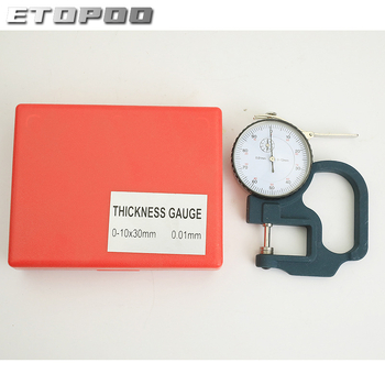 ETOPOO измервател за дебелина с резолюция 0,01 мм — аналогов индикатор, плоска глава, за хартия и кожа