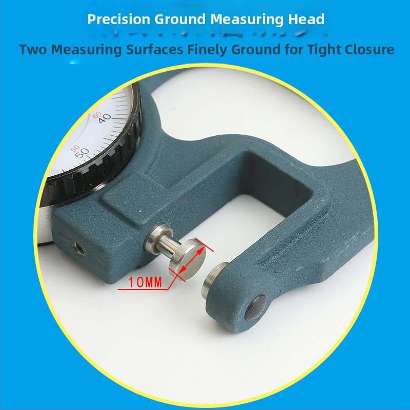 ETOPOO измервател за дебелина с резолюция 0,01 мм — аналогов индикатор, плоска глава, за хартия и кожа