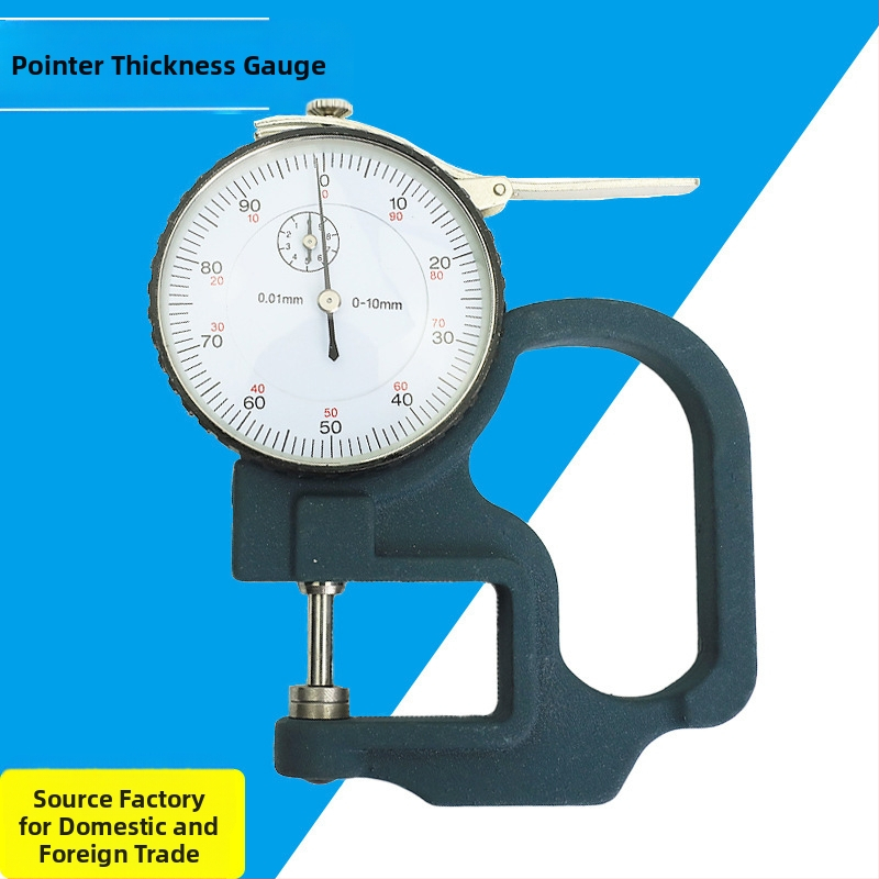 ETOPOO измервател за дебелина с резолюция 0,01 мм — аналогов индикатор, плоска глава, за хартия и кожа