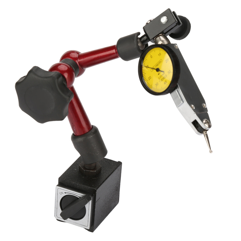 Universalus mažas indikatoriaus pagrindas + svirties indikatorius plokščių matavimui; Modelis: Universal small dial indicator base + lever dial indicator; Medžiaga: liejiniai; Kilmė: Guangdong