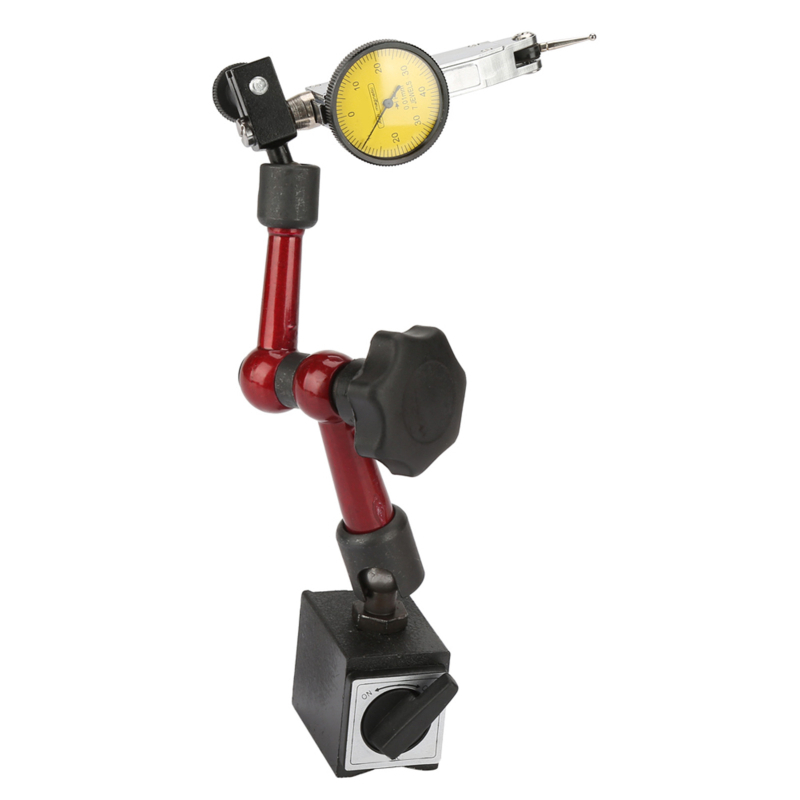 Universalus mažas indikatoriaus pagrindas + svirties indikatorius plokščių matavimui; Modelis: Universal small dial indicator base + lever dial indicator; Medžiaga: liejiniai; Kilmė: Guangdong