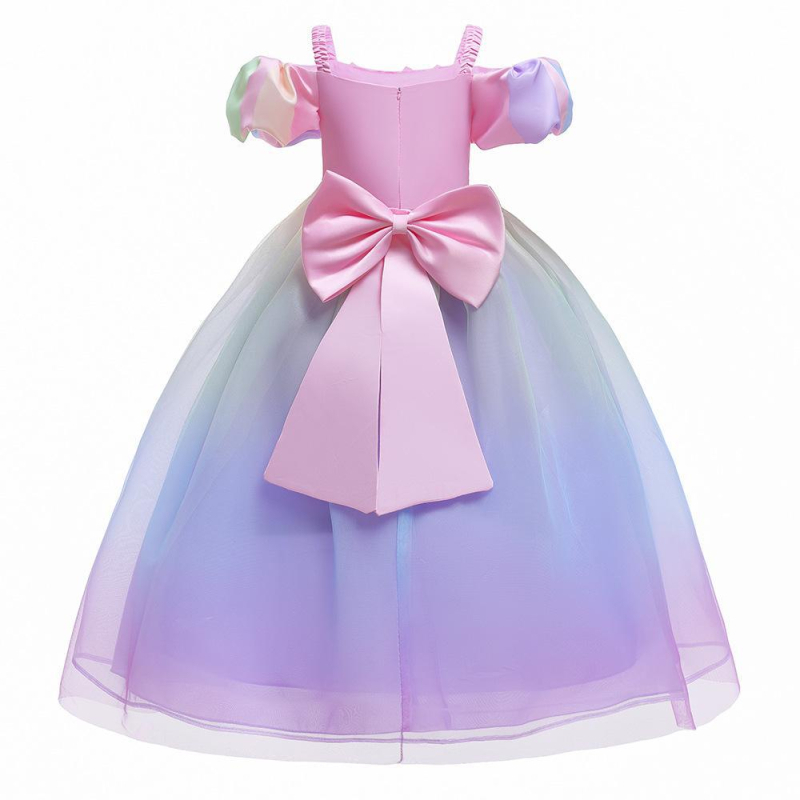 PLBBFZ Színátmenetes hercegnő ruha lányoknak — formális ünnepi ruházat tutu szoknyával, poliészter–pamut keverék belső bélés, 3–8 éveseknek