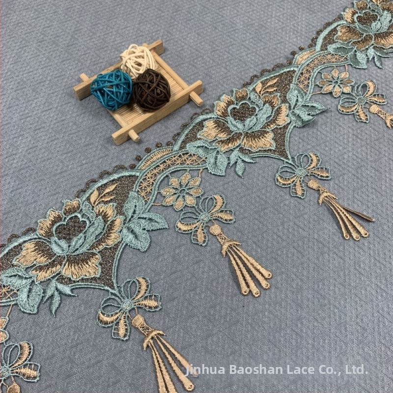 Polüesterist tikitud fring lint, barkoodi disainiga rõivastele ja kodutekstiilidele