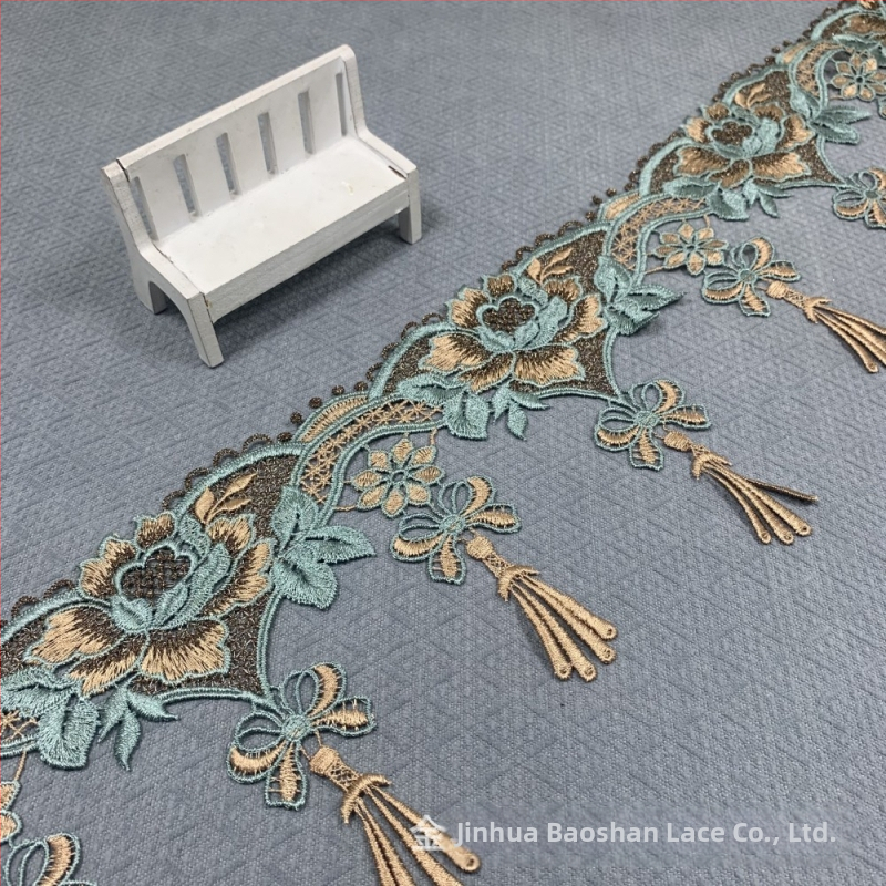 Polüesterist tikitud fring lint, barkoodi disainiga rõivastele ja kodutekstiilidele