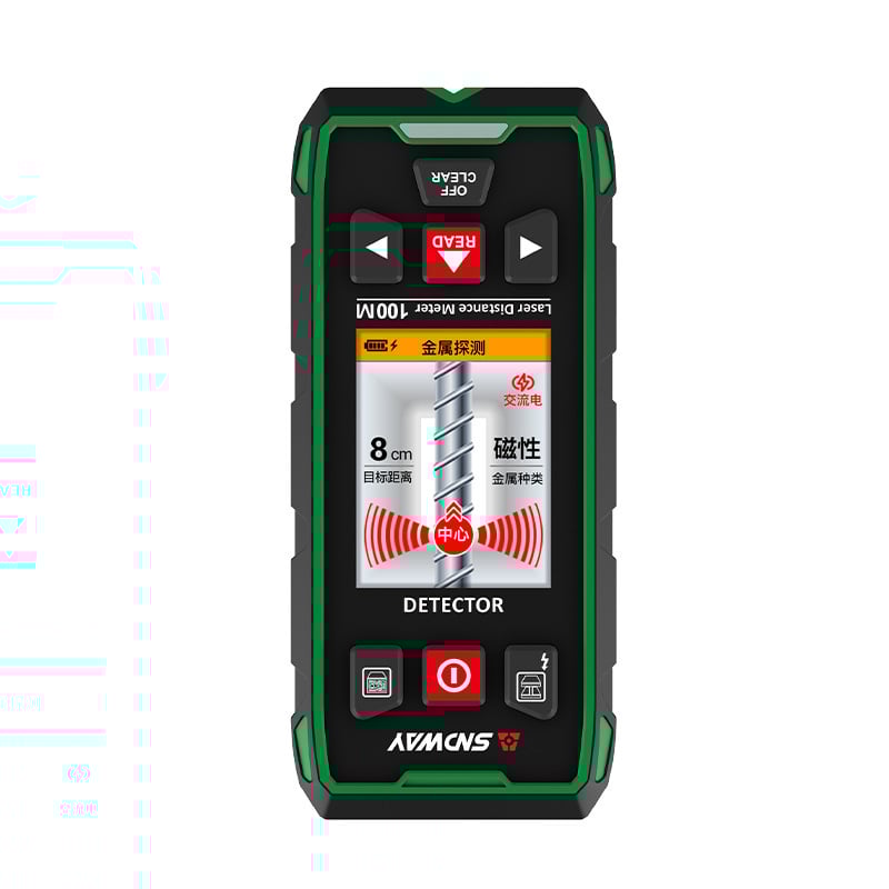 Deep Dawei стенен детектор за арматура, метал и скрити кабели в бетон, с лазерен измервател на разстоянието; тегло 500 g