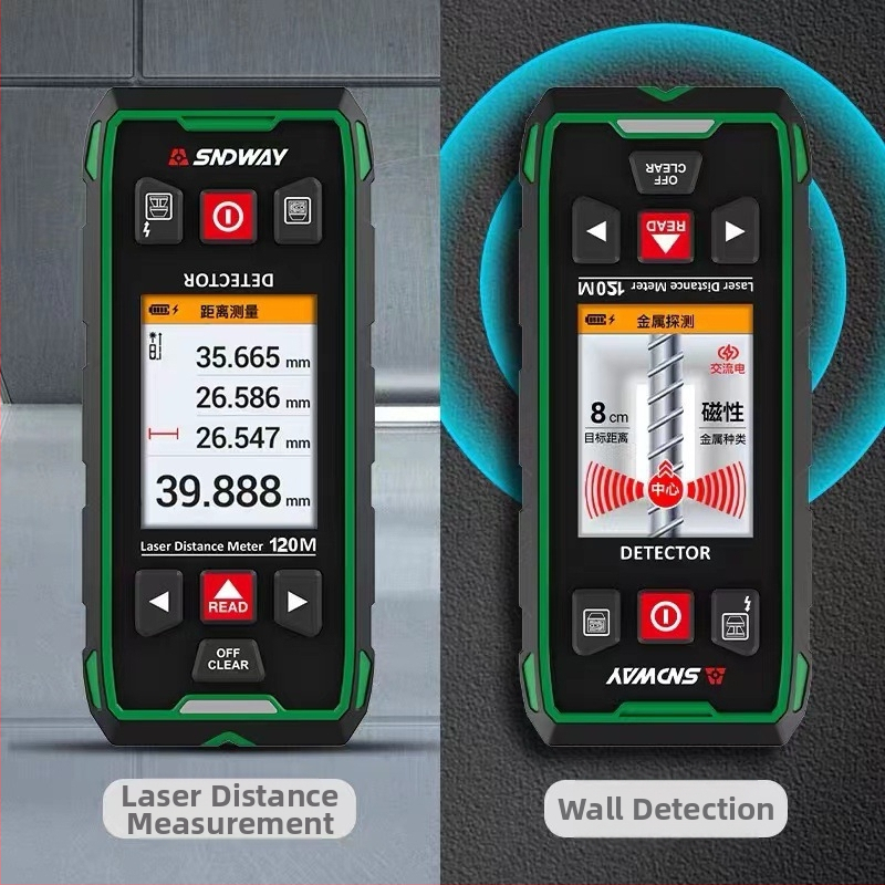Deep Dawei стенен детектор за арматура, метал и скрити кабели в бетон, с лазерен измервател на разстоянието; тегло 500 g
