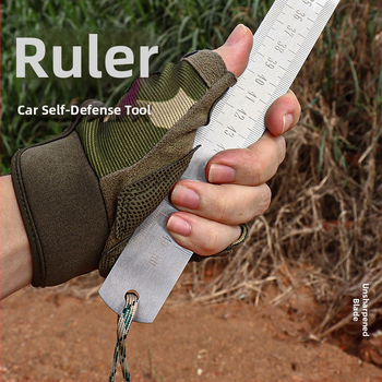 Мултифункционален метален измервателен прът за автомобил – ръчно изработен, неръждаема стомана, закалена кована стомана, самозащита