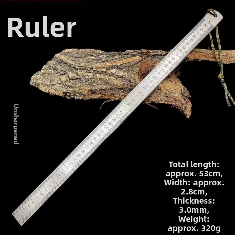 Мултифункционален метален измервателен прът за автомобил – ръчно изработен, неръждаема стомана, закалена кована стомана, самозащита