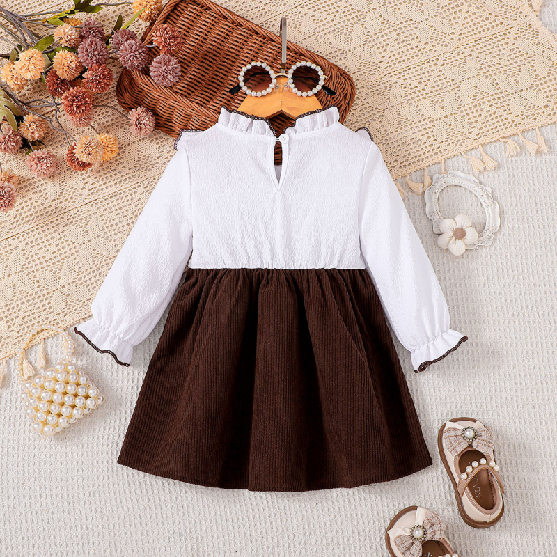 Lányoknak szóló hercegnő-stílusú ruha, poliészter, A-vonalú fazon, hosszú ujjú