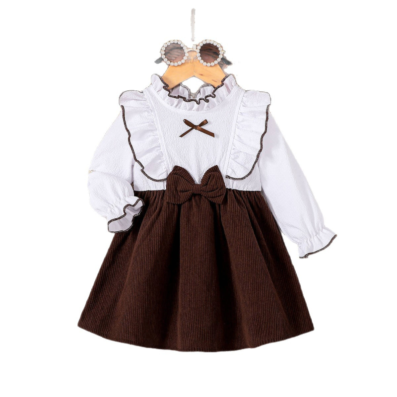 Lányoknak szóló hercegnő-stílusú ruha, poliészter, A-vonalú fazon, hosszú ujjú