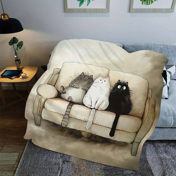 Pătură de canapea din poliester velur, imprimeu digital cu desen animat, personalizabilă, potrivită pentru orice sezon