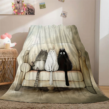 Pătură de canapea din poliester velur, imprimeu digital cu desen animat, personalizabilă, potrivită pentru orice sezon