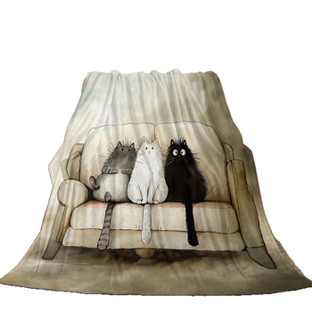 Pătură de canapea din poliester velur, imprimeu digital cu desen animat, personalizabilă, potrivită pentru orice sezon