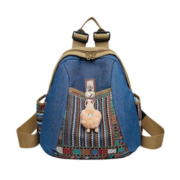 Ruksak od Oxford tkanine, etnički gradski stil, lagan, zatvaranje na zip, unutarnja džep za telefon i džep na zip, prozračan, za svakodnevnu upotrebu