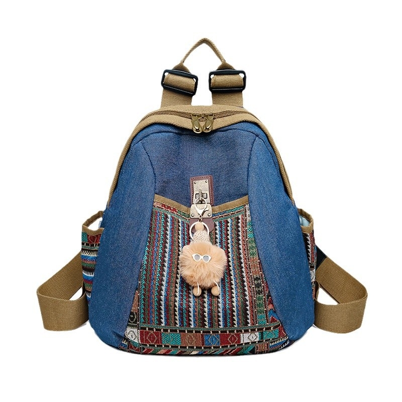 Ruksak od Oxford tkanine, etnički gradski stil, lagan, zatvaranje na zip, unutarnja džep za telefon i džep na zip, prozračan, za svakodnevnu upotrebu