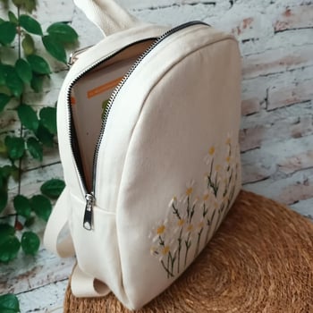 Ruksak s cvjetnim uzorkom, svjež i sladak stil, velik pretinac za prijenosno računalo, Oxford tkanina, poliester podstava, zatvarač — proljetno izdanje 2025