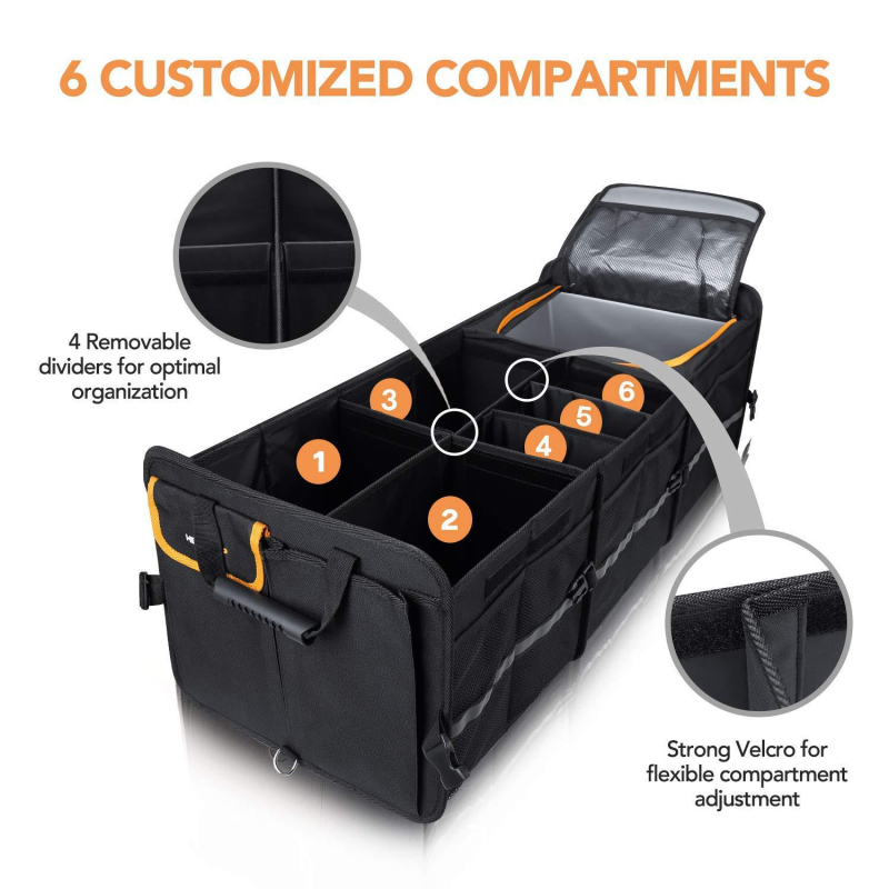 Κουτί αποθήκευσης πορτμπαγκάζ αυτοκινήτου, διπλούμενο, ύφασμα Oxford, αδιάβροχο, μονωμένο, με λαβή